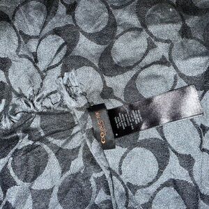 Coach Gray and Black Signature Circle Logo Scarf